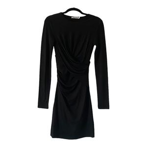 T by Alexander Wang Little Black Dress BodyCon Ruched Detail Long Sleeve Size S
